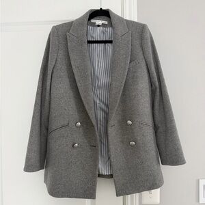 Veronica Beard Grey Double-Breasted Wool Blazer